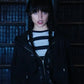 Jenna Ortega Wednesday-style black zip hoodie