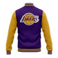 Purple and yellow jacket with Los Angeles Lakers logo on a white background