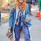 Lily It Ends with Us 2024 Denim Shearling Coat