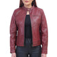 Woman Maroon Biker Jacket