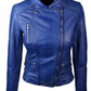 Womens Slim Fit Diamond Quilted Leather Biker Jacket