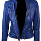 Womens Slim Fit Diamond Quilted Leather Biker Jacket