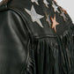 Women’s Black Leather Motorcycle Jacket With Fringe