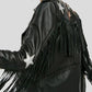 Women’s Black Leather Motorcycle Jacket With Fringe