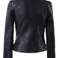 Black leather jacket on a white background