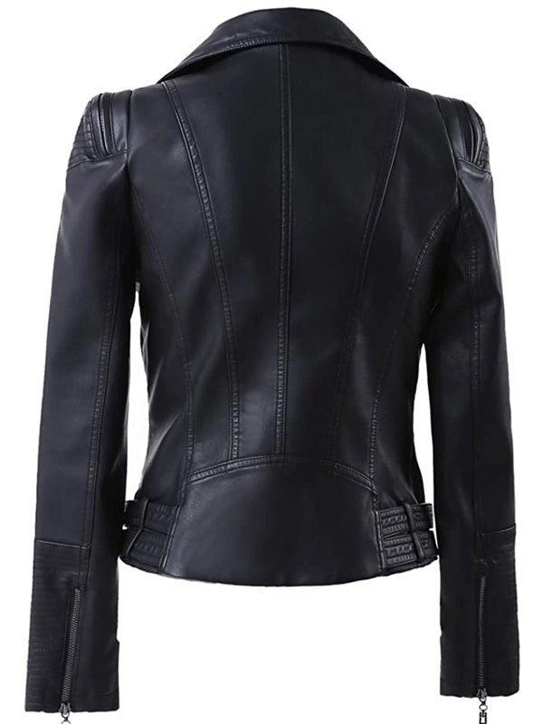 Black leather jacket on a white background
