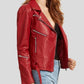 Womens Wear Red Leather Biker Jacket