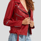 Womens Wear Red Leather Biker Jacket
