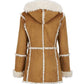 Womens Brown Fur Suede Overcoat