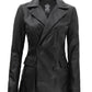 Breanna Black Double Breasted Leather Coat Women
