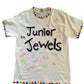 Junior Jewels Shirt with 'Junior Jewels' text and colorful accents on a white background