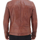 Benjamin Men's Brown Leather Cafe Racer Jacket