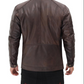 Udine Men's Waxed Dark Brown Snap Collar Leather Racer Jacket