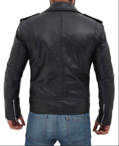 Brando Motorcycle Men's Black Asymmetrical Leather Jacket