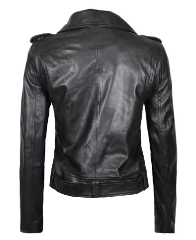 Arkansas Womens Motorcycle Black Asymmetrical Leather Jacket