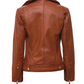Angela Womens Tan Asymmetrical Leather Moto Jacket