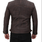 Claude Mens Biker Brown Quilted Distressed Leather Jacket