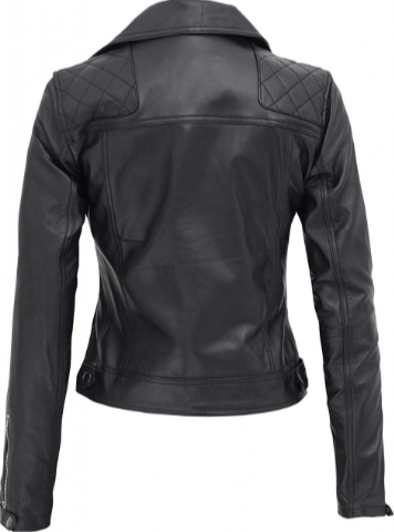 Asti Black Leather Ladies Biker Jacket