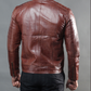 Austin Men's Distressed Brown Leather Cafe Racer Jacket