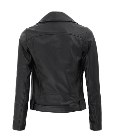Elisa Black Asymmetrical Motorcycle Leather Jacket Women
