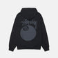 black 8 ball hoodie pigment dyed front