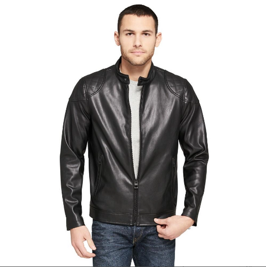 Men's Biker Leather Black Jacket
