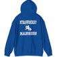 blue strawberry mansion hoodie back view