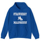 blue strawberry mansion hoodie front view
