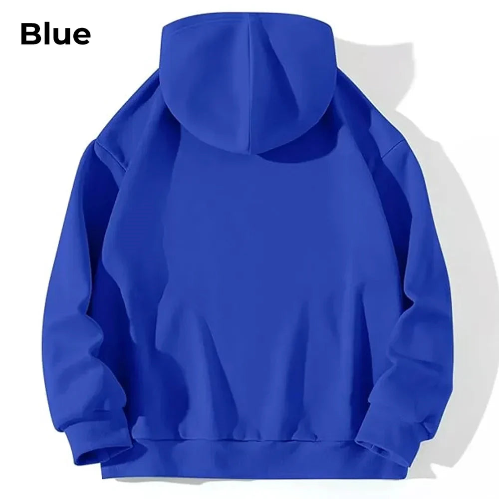 Back view of Blue blue y2k kozy hoodie back