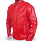 side view of Red Daft Punk Red Leather Jacket with