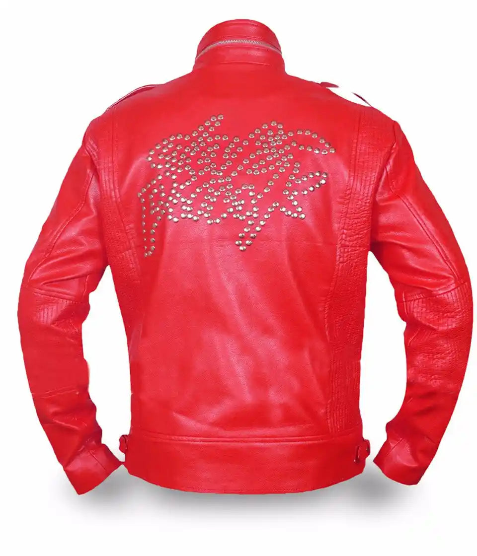 Back view of Red Daft Punk Red Leather Jacket