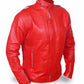 Side profile of Red Daft Punk Red Leather Jacket