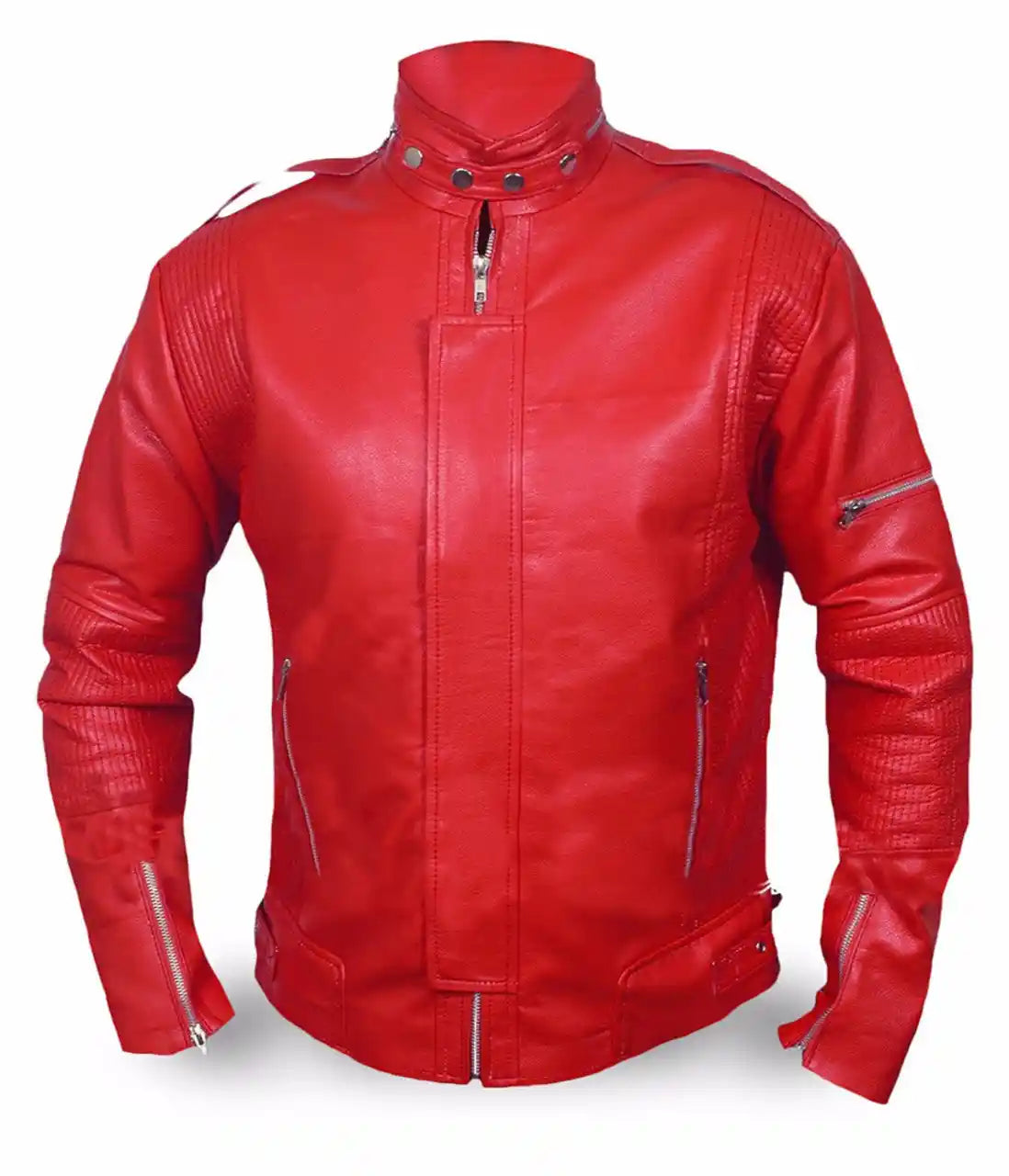 Front view of Red Daft Punk Red Leather Jacket