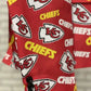 Close-up detail of the cuff and buttons on the Red and White Kansas City Chiefs Blazer.
