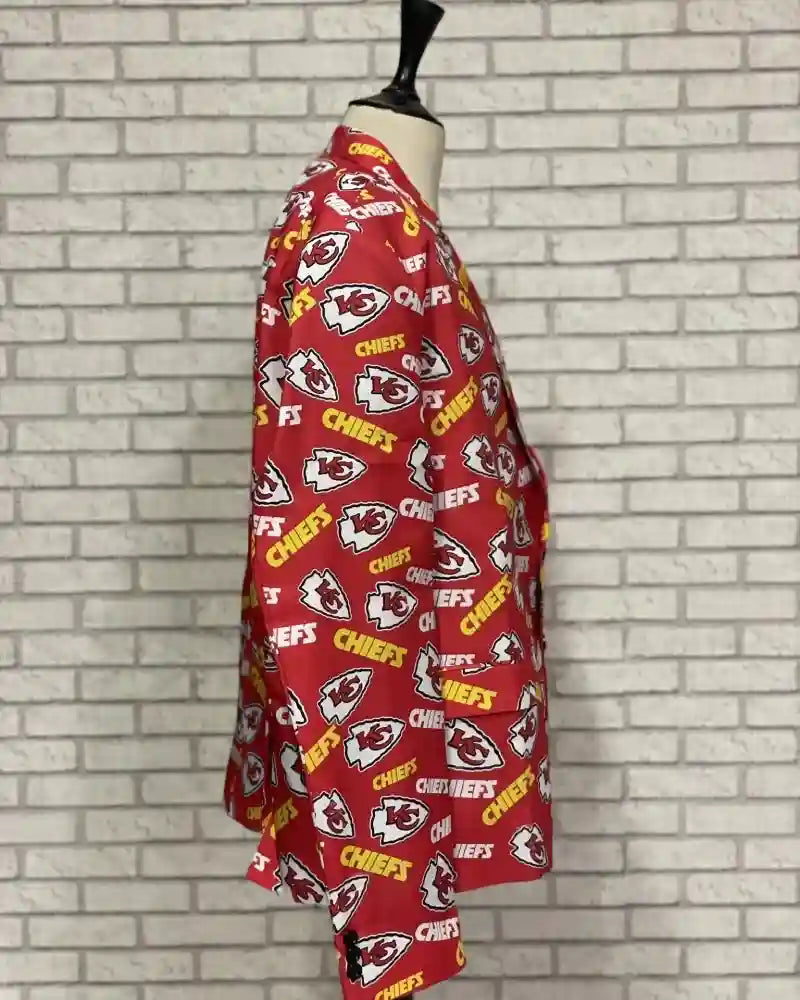 Side View of Red and White David Koechner Kansas City Chiefs Blazer