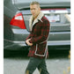 Full view of Red Plaid Ryan Reynolds Deadpool Flannel Jacket, perfect for Christmas