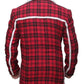 Back view of Red Ryan Reynolds Deadpool Flannel Jacket, perfect for Christmas