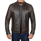 Dodge Cafe Racer Vintage Brown Leather Jacket