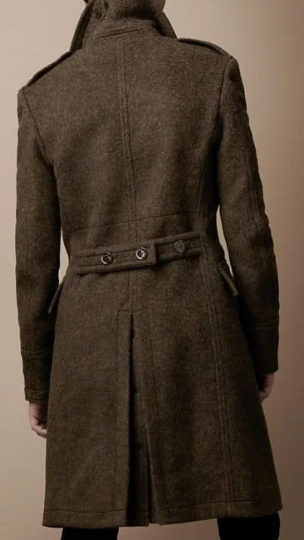 Double Breasted Chocolate Brown Wool Long Coat