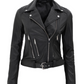 Elisa Black Asymmetrical Motorcycle Leather Jacket Women