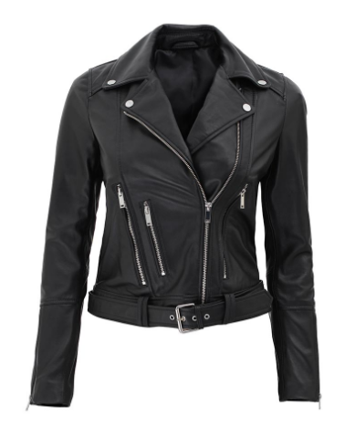 Elisa Black Asymmetrical Motorcycle Leather Jacket Women