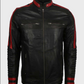 Men's Cafe Racer Red & Black Leather Jacket