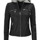 Lise Women's Black Leather Jacket With Hood