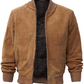 Adamsville Men's Suede Brown Leather Bomber Jacket