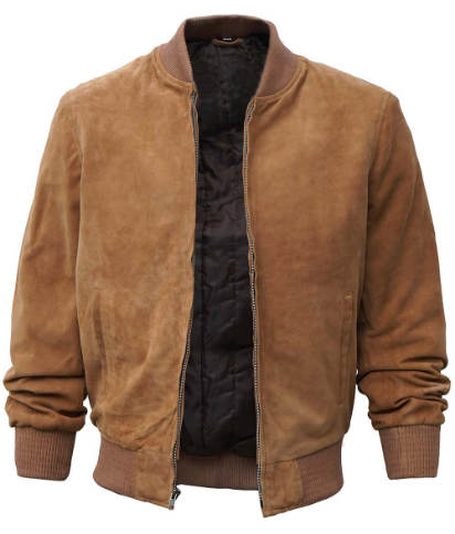 Adamsville Men's Suede Brown Leather Bomber Jacket