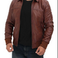 Steven Brown Leather Bomber Jacket Mens