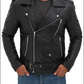 Brando Motorcycle Men's Black Asymmetrical Leather Jacket