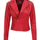 Jannie Red Asymmetrical Padded Leather Jacket