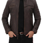 Claude Mens Biker Brown Quilted Distressed Leather Jacket