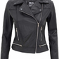 Asti Black Leather Ladies Biker Jacket